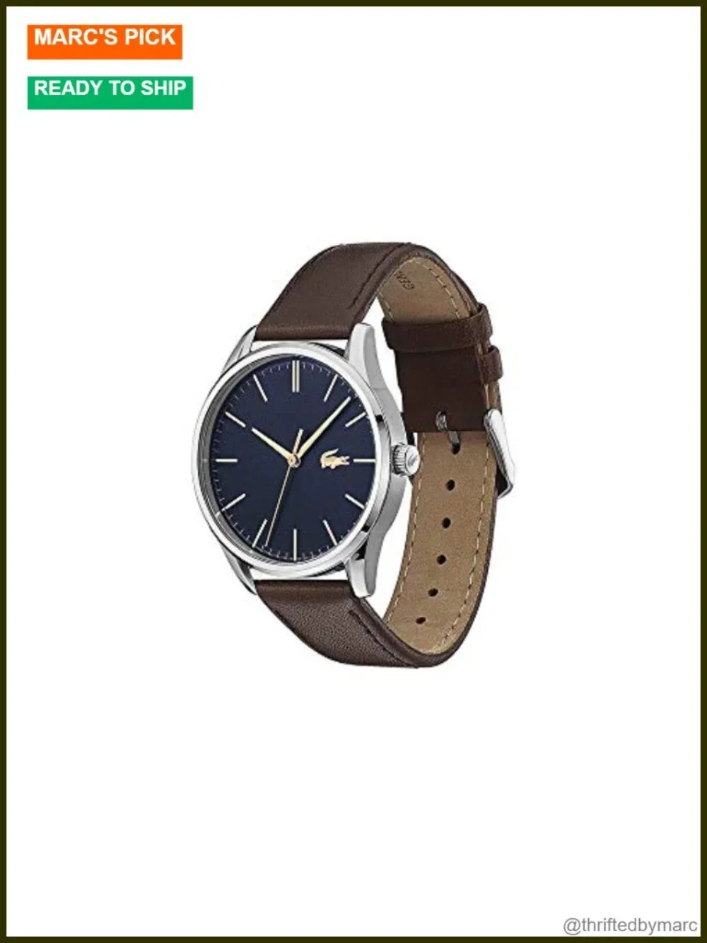Men's Quartz Watch Stainless Steel Case Italian Leather Strap Analog